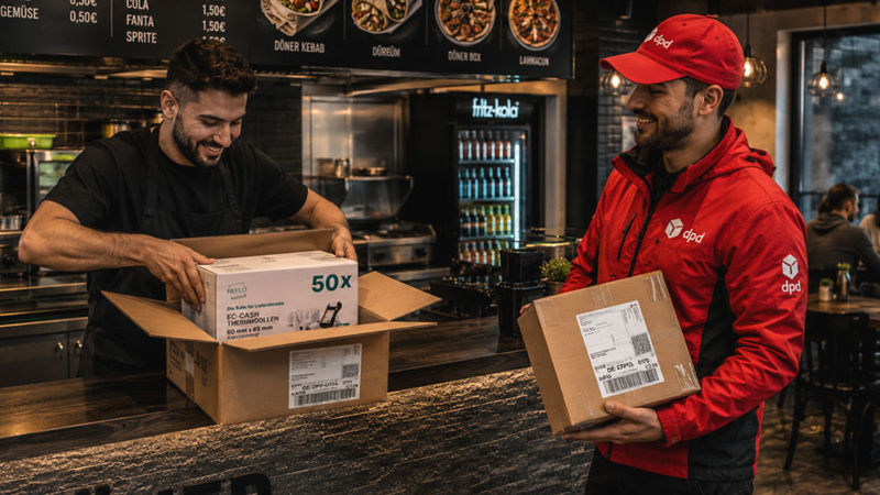 Kassenrollen für Gastronomie – DPD liefert Thermorollen ins Dönerrestaurant